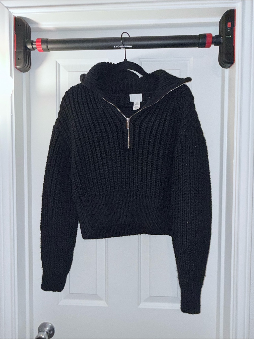 H&M Black Chunky Half-Zip Turtleneck Sweater